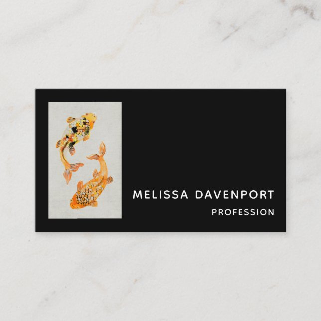 Stylish Gold Koi Fish Business Card (Front)