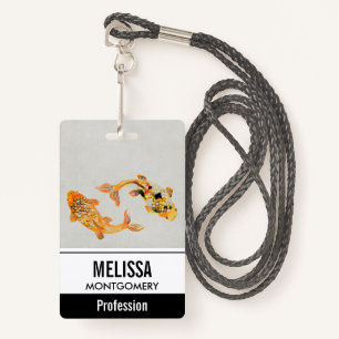 Stylish Gold Koi Fish ID Badge