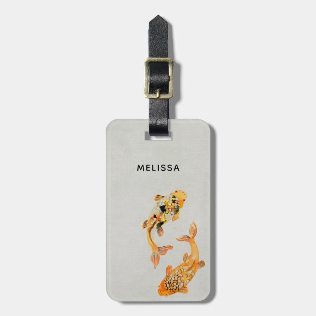 Stylish Gold Koi Fish Luggage Tag (Front Vertical)