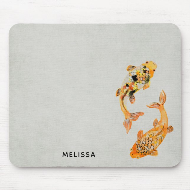 Stylish Gold Koi Fish Mouse Mat (Front)