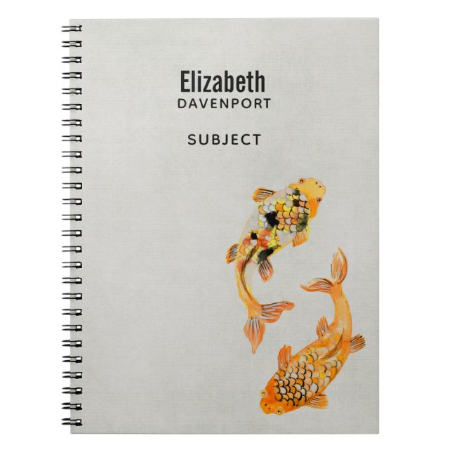 Stylish Gold Koi Fish Notebook (Front)