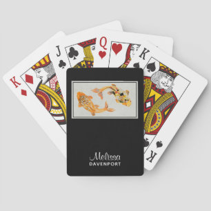 Stylish Gold Koi Fish Playing Cards
