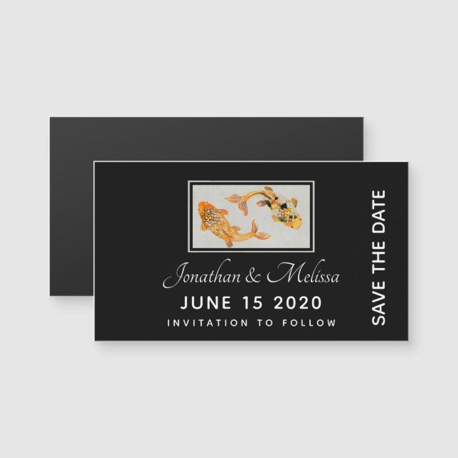 Stylish Gold Koi Fish Save the Date (Front/Back)