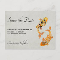 Stylish Gold Koi Fish Save the Date
