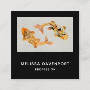Stylish Gold Koi Fish Square Business Card