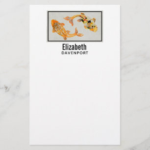 Stylish Gold Koi Fish Stationery