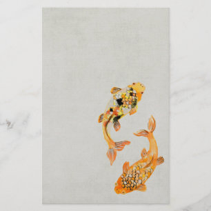 Stylish Gold Koi Fish Stationery