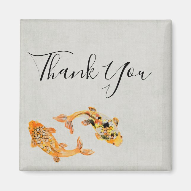 Stylish Gold Koi Fish Thank You Magnet (Front)