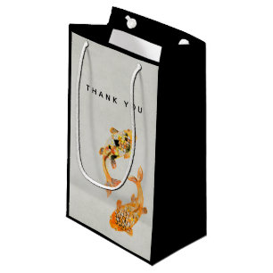 Stylish Gold Koi Fish Thank You Small Gift Bag