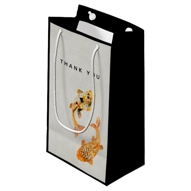 Stylish Gold Koi Fish Thank You Small Gift Bag (Front Angled)