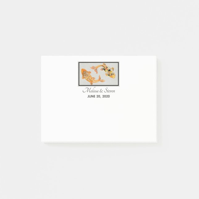 Stylish Gold Koi Fish Wedding Event Post-it Notes (Front)