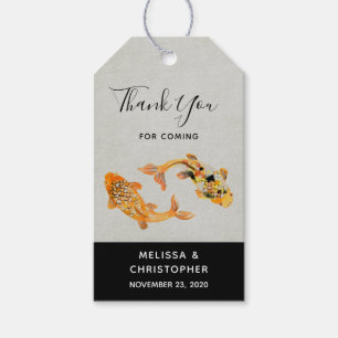 Stylish Gold Koi Fish Wedding Thank You Gift Tags