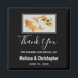 Stylish Gold Koi Fish Wedding Thank You Magnet<br><div class="desc">Awedding thank you favour magnet with an illustration of a pair of gold koi fish swimming together. Black background.</div>