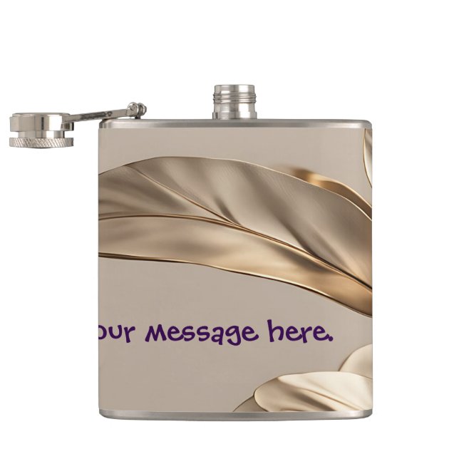 Stylish Gold Leaf  Hip Flask (Opened)