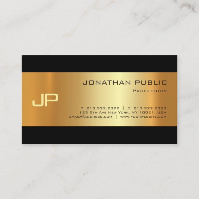 Stylish Gold Light Shadow Modern Artistic Luxury Business Card (Front)