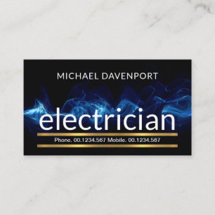 Stylish Gold Line Electric Blue Lightning Business Card