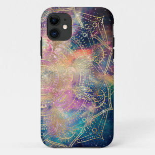 Stylish Gold Mandala Colourful Watercolor Nebula  iPhone 11 Case