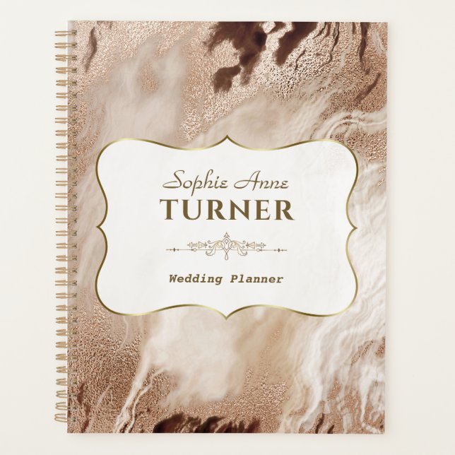 Stylish Gold Marble Gold Frame Makeup Artist Planner (Front)