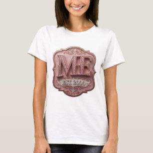 Stylish Gold ME EST 2000 Slogan Design T-Shirt