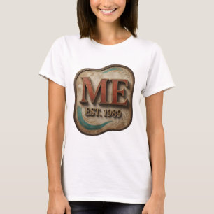 Stylish Gold ME ESTABLISHED 1989 Artistic Motif T-Shirt