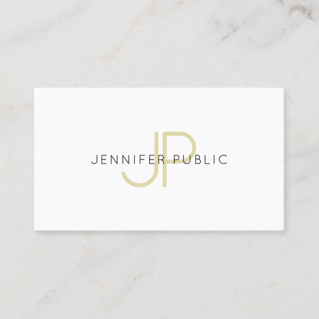 Stylish Gold Monogram Design Trendy Modern Plain Business Card (Front)