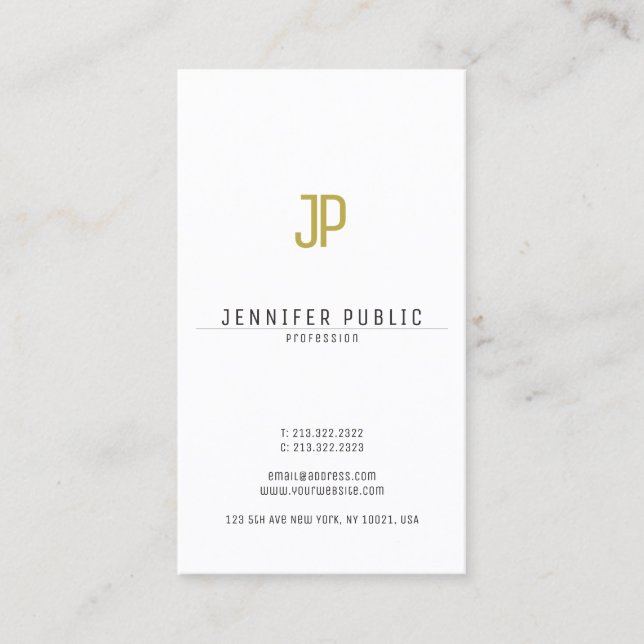 Stylish Gold Monogrammed Design Trendy Modern Business Card (Front)