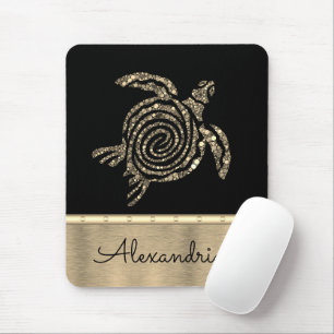 Stylish Gold Mosaic Turtle Mouse Mat