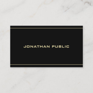 Stylish Gold Name Text Modern Simple Black Trendy Business Card