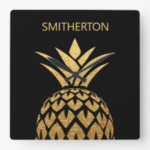 Stylish Gold Pineapple Black Family Name