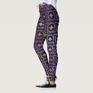 Stylish Gold Purple Saints Foil Pattern Women's Leggings