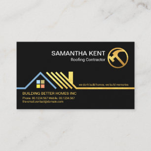 Stylish Gold Rooftop Border Roofing Contractor  Business Card