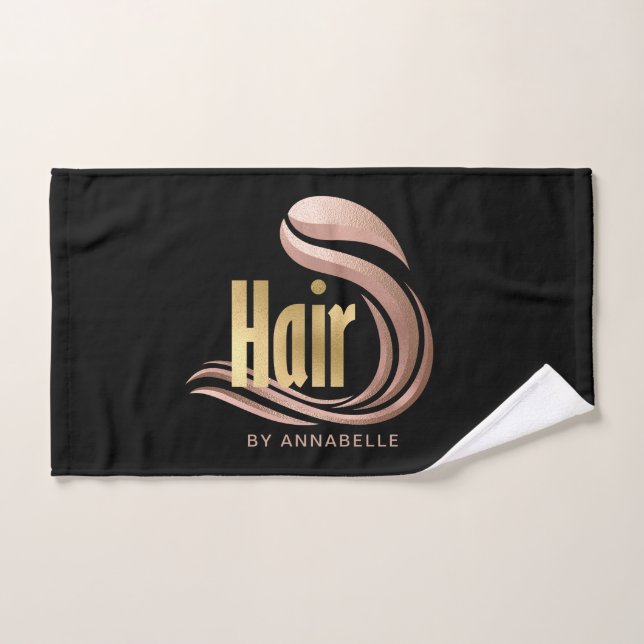 Stylish Gold, Rose Gold & Black Hairstylist Hand Towel (Hand Towel)