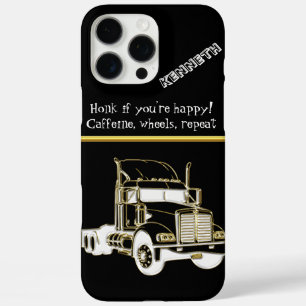 Stylish Gold Semi-Truck Graphic iPhone 16 Pro Max Case
