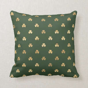 Stylish Gold Shamrock Green St Patricks Day Cushion