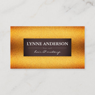 Stylish Gold Shimmer with Brown Label Business Card