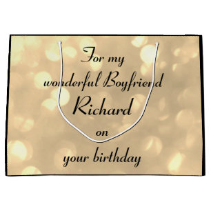 Stylish Gold sparkle Boyfriend Birthday Large Gift Bag