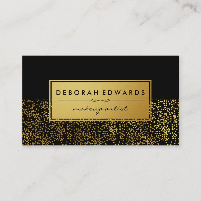 Stylish Gold Specks Pattern Metallic Gold Label Business Card (Front)