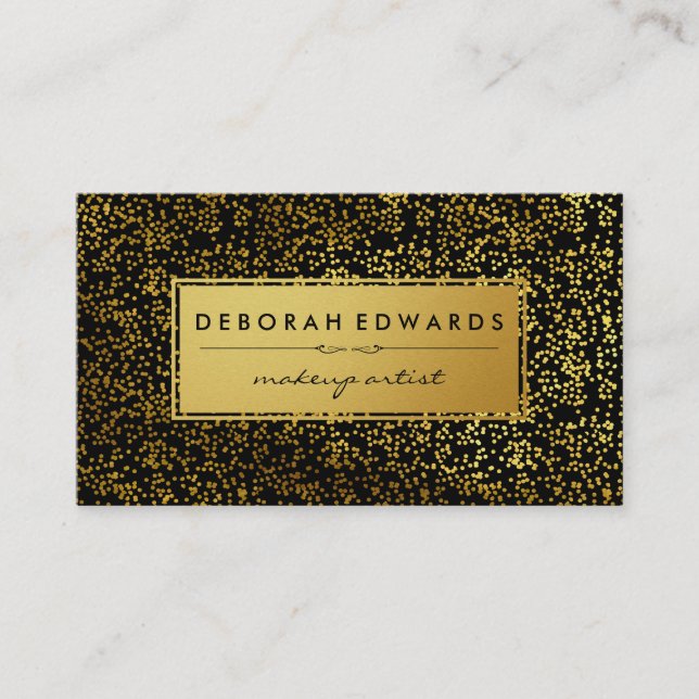 Stylish Gold Specks Pattern Metallic Gold Label Business Card (Front)