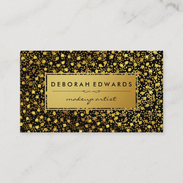 Stylish Gold Specks Pattern Metallic Gold Label Business Card (Front)