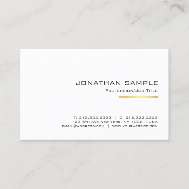 Stylish Gold Striped Sleek Design Trendy Plain Business Card (Front)