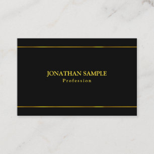 Stylish Gold Stripes Black Modern Glamour Template Business Card