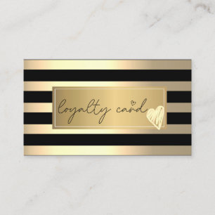Stylish Gold Stripes,Frame, Gold Hearts Loyalty Card