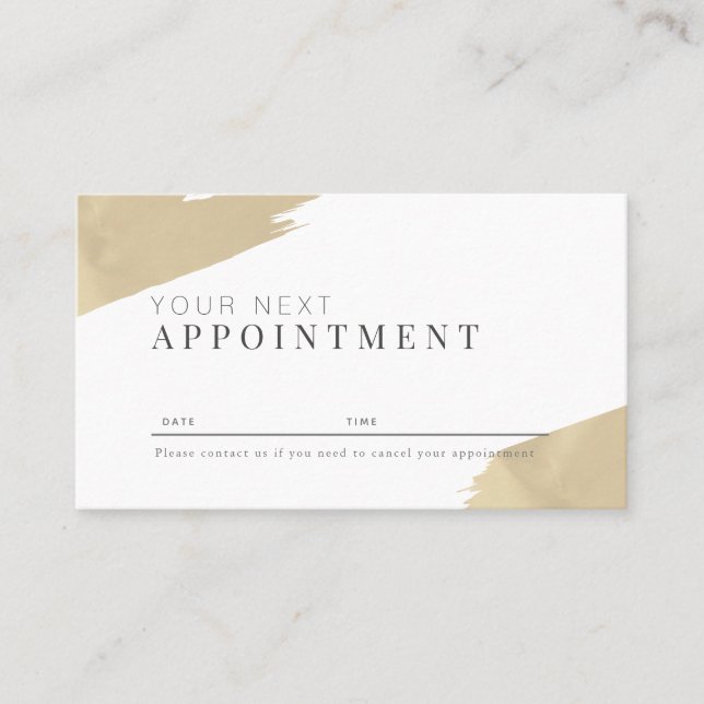 Stylish Gold Strokes Salon Appointment Card (Front)