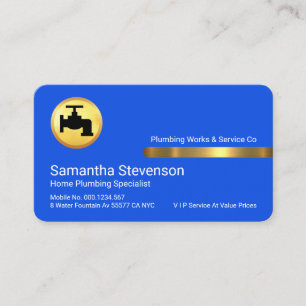 Stylish Gold Tab On Stunning Blue Layers Business Card