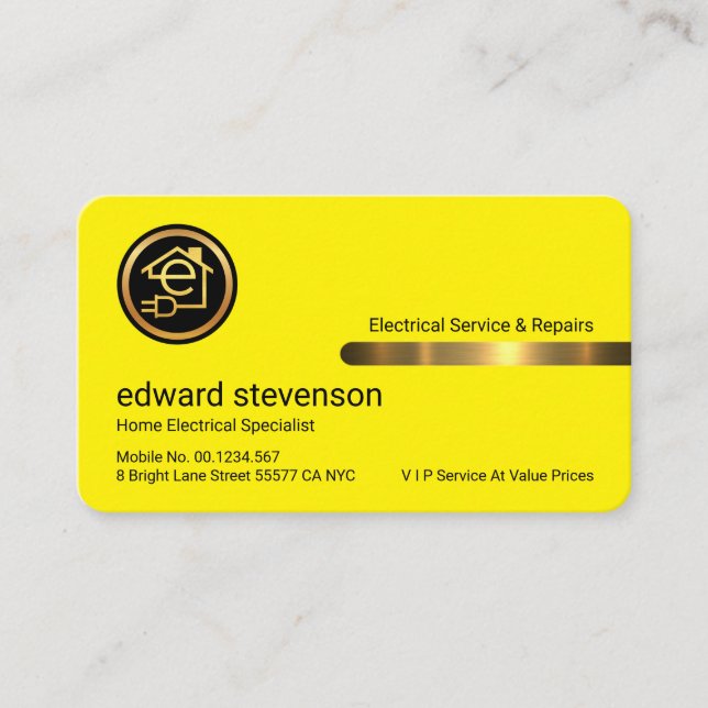 Stylish Gold Tab On Stunning Yellow Layer Business Card (Front)