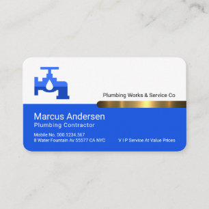 Stylish Gold Tab On White Blue Layers Business Card