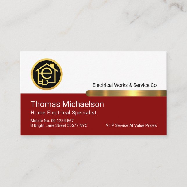 Stylish Gold Tab On White Red Layer Business Card (Front)