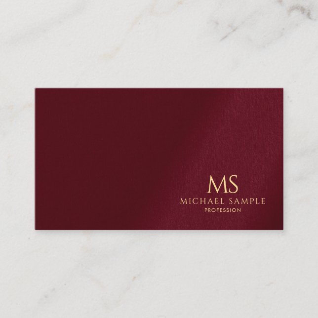 Stylish Gold Text Monogram Luxury Premium Thick Business Card (Front)