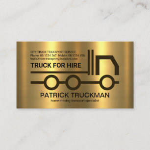 Stylish Gold Truck Frame Cargo Transporter Business Card