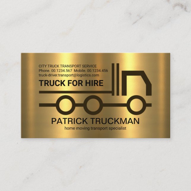 Stylish Gold Truck Frame Cargo Transporter Business Card (Front)